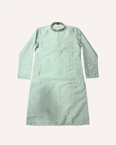 Mint Green Self-Design Nehru Collar <b>Kurta</b> Set Elegant Ethnic Wear for Festive and Traditional Occasions for <b>Men</b> - Product Image 4