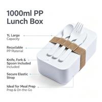 Boîte à lunch en plastique PP 1000 ml, grande capacité, boîte bento réutilisable, récipient de stockage alimentaire pour le camping en plein air, le bureau, l'école, vente en gros