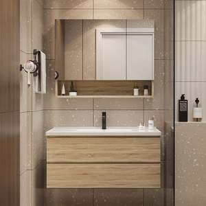 Mueble de Baño Moderno Minimalista de Pared con Espejo Inteligente, Serie de Color Madera Avanzado - Product Image 5