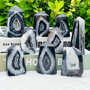 1pc Nature Quality <b>Black</b> Agate Geode Tower ,<b>polished</b> <b>Black</b> Agate Quartz,Boho Style for Home Decor and Healing - Product Image 3