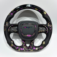 Tachymètre LED personnalisé avec cuir perforé, volant en fibre de carbone forgé violet pour Dodge Charger SRT Durango HELLCAT