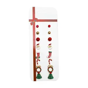 Nieuwe Mode Sieraden Set Schattige Cartoon Mooie Meerdere Stud Kerst Oorbellen Sieraden