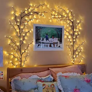 照明柳枝家居装饰144发光二极管树灯暖白色插头圣诞装饰灯人造植物