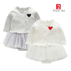Corazón EMB de punto de algodón de princesa bebé niños recién nacido ropa de bebé niñas pantalones conjuntos al por mayor - Product Image 1