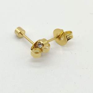 ตุ้มหูแบบเจาะรูกลมต่างหูเม็ดเดี่ยวที่ผ่านการรับรองแล้วสีทองสีเงินC529 - Product Image 1