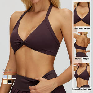 Soutien-gorge de sport sans couture à bretelles halter, respirant, pour entraînement physique, tendance, avec soutien-gorge intégré, vêtements de sport, soutien-gorge de course pour femmes - Product Image 1