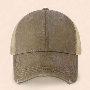 Custom Vintage Distressed Trucker Caps Washed Cotton Dad Hats with Woven <b>Patch</b> Retro Mesh <b>Back</b> Performance Hip Hop Men Women - Product Image 5