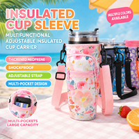 Manchon de tasse en polyester avec sangle d'épaule réglable, thermique, multi-usage, directement de l'usine, pour randonnée, camping, voyage, gobelet, tasse, utilisation en extérieur