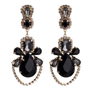 Grandes boucles d'oreilles pendantes en cristal, boucles d'oreilles de mariage, boucles d'oreilles pendantes pour femmes, boucles d'oreilles en <span class=keywords><strong>diamant</strong></span> <span class=keywords><strong>noir</strong></span>, <span class=keywords><strong>bijoux</strong></span> en gros - Product Image 2