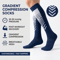 Chaussettes de compression personnalisées avec logo, compression graduée 15-20 mmHg, chaussettes de sport, chaussettes de récupération mi-hautes pour la course à pied et le marathon