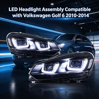 Phare avant à LED Demon Eye avec boîtier noir pour VW Golf MK6 2010-2014, avec feux de jour (DRL) et clignotants séquentiels, pour une mise à niveau de l'éclairage avant