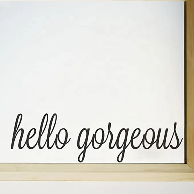 Hello Gorgeous Affirmation Motivational Inspirational Adhesive Vinyl Lettering Mirror Wall Decal Sticker