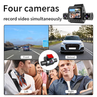 Nouveau Design 2.0 pouces 4 canaux Dash Cam avant et arrière à l'intérieur de la caméra de tableau de bord 360 ° pour les voitures 4 lentilles voiture DVR prise en charge mode de stationnement 24H