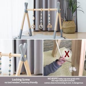 ยิมกิมนาสติกไม้แบบพับได้สำหรับเด็ก Montessori พร้อมแผ่นรองคลาน ของเล่นเด็ก โครงยิมแขวนของเล่นสำหรับสถานรับเลี้ยงเด็ก - Product Image 3