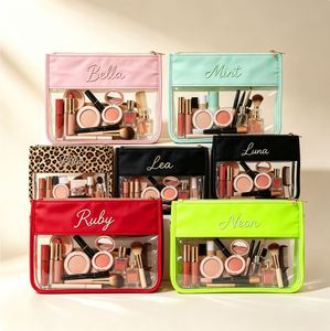 Pochette à fermeture éclair en vinyle transparent PVC avec broderie personnalisée, 29,5x21cm, écologique, pour le rangement de maquillage et de papeterie à domicile, livraison directe - Product Image 1