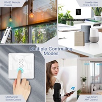 Interrupteur intelligent pour rideaux LangYeao 2.5D Arc Glass, Tuya WiFi RF433 compatible avec Alexa Google Home, contrôle par minuterie et pourcentage 600W