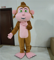 Costume de mascotte singe en peluche marron ciel bleu personnalisé pour adultes pour les fêtes d'Halloween