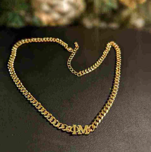 Jietao gruppi di confraternite personalizzate collana in acciaio inox greco lettera cordolo catena <span class=keywords><strong>oro</strong></span> placcato regalo di moda per le sorelle appannare gratis - Product Image 3