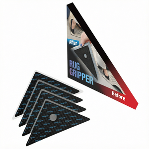 4pcs Upgraded Larger Size PU Reusable Grid Triangle Rug Gripper with Strong Adhesive Non-Slip for Large <b>Carpets</b> - Product Image 1