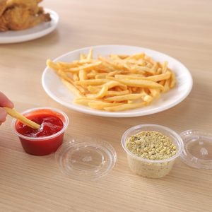 Tasses à condiments pour sauce ronde de qualité alimentaire jetables à mur unique logo personnalisé pour poulet sushi - Product Image 2