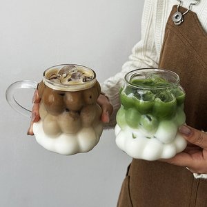 Tasse à café en verre personnalisée style INS, résistante à la chaleur, en borosilicate, pour lait, jus, eau, idéale pour la maison et <span class=keywords><strong>les</strong></span> cafés - Product Image 2