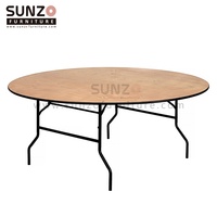 Table ronde pliante en contreplaqué robuste pour hôtel, salle de banquet, centre d'événements, mariage, fête, mobilier de qualité commerciale