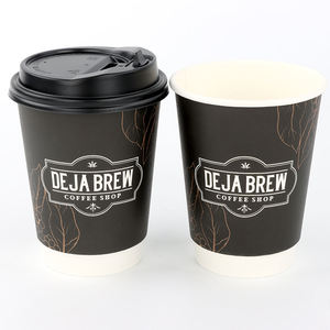 Gobelets en papier kraft à double paroi, estampés or, jetables et recyclables, pour boissons chaudes, disponibles en tailles 8 oz, 12 oz, 16 oz, 40 oz. - Product Image 1