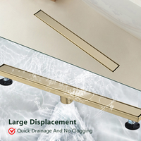 Drain de douche invisible en or brossé de 28 pouces, drain linéaire de luxe en acier inoxydable à insérer dans les carreaux pour salle de bain de villa personnalisée