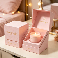 Boîte à bougies rigide magnétique personnalisée ISO9001, étui texturé blanc cassé avec base dorée, impression de logo pour l'emballage de bougies parfumées en cadeau