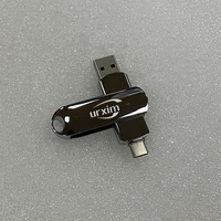 Shinny Flashdisk putar Usb c, Flash Drive logam 2.0 16GB 32GB 64GB 128GB 2in1 USB Tipe C gratis logo kustom
