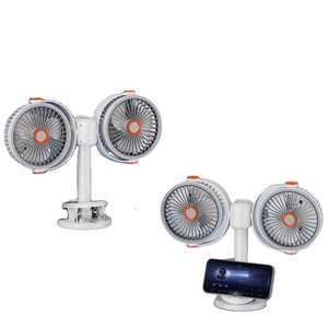 Double Head Camping Desk Rechargeable Battery Operated 5 Speeds Quiet Oscillating Type-C Portable Outdoor Fan With <b>Hook</b> - Product Image 1
