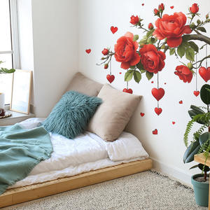 Adesivi <span class=keywords><strong>Murali</strong></span> Romantici a Forma di Albero di Rose Rosse, Adesivi Rimovibili in Vinile di Grandi Dimensioni per Soggiorno e Camere da Letto - Product Image 6