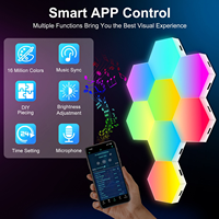 Lampe quantique LED RGB DIY, hexagonale modulaire intelligente, contrôlée par la musique, éclairage intelligent, décoration murale, lumière de nuit hexagonale