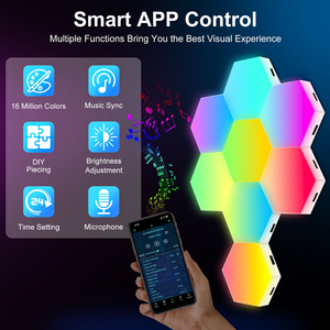 Lampe quantique LED RGB DIY, hexagonale modulaire intelligente, contrôlée par la musique, éclairage intelligent, décoration murale, lumière de <span class=keywords><strong>nuit</strong></span> hexagonale - Product Image 6