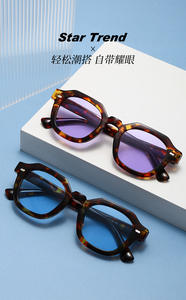 Châu Âu và Mỹ Retro đa giác Kính mát cho phụ nữ xuyên biên giới hợp thời trang Kính UV bảo vệ kính mát cho nam giới Zn 3943 - Product Image 2