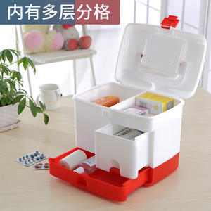 Boîte à médicaments domestique, trousse de premiers secours, 28x21x23.5cm, boîte de rangement en plastique multicouche, Portable pour utilisation dans la salle de bain - Product Image 4