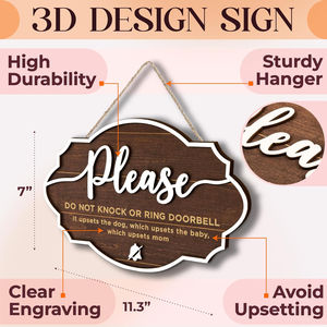 Pafu porta per dormire porta regali per mamma bambini decorazione della casa Shh non suonare campanello segni - Product Image 2