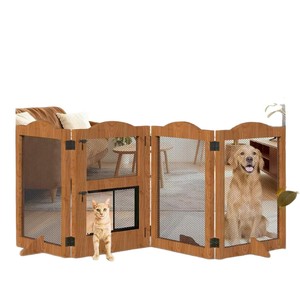 Enclos pliable en bois pour animaux de compagnie, clôture intérieure pour chiens et chats, taille moyenne, design rectangulaire solide - Product Image 1