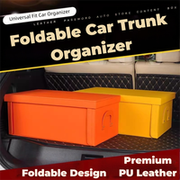 Organisateur de coffre de voiture en cuir de qualité supérieure, boîte de rangement pliable pour voiture avec couvercle, grande capacité, luxe, imperméable, robuste pour SUV