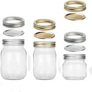 Mini Food Storage Coffee Tea Containers Mason Jars With Lid Mason Jar Logo Empty Glass Customized Kitchen Minimalist Round Pint