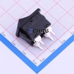 SDDJE33300 Rocker Switch Through hole Component (THT) Switch Concave Bend PC Pin Black 10A - Product Image 1