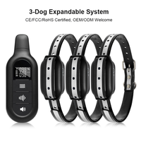 3-Hunde Erweiterbares Wiederaufladbares Schockfreies Fernbedienungs-Hundetraining-Gerät mit Piepton und Vibration, Typ-C, IPX7 Wasserdicht, Umweltfreundlicher Kunststoff, Große Reichweite