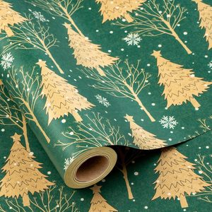 MAYPLUSS Green Kraft Christmas <b>Wrapping</b> <b>Paper</b> 17Inch X 33Feet Recyclable Matte Holiday Gift Wrap - Product Image 1