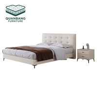 Ensemble de meubles de chambre à coucher en cuir haut de gamme, moderne et luxueux, pour villa et hôtel, lits king et queen rembourrés en cuir, vente en gros