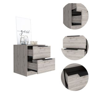 Nightstand Cervants Two Drawers Metal Handle <b>Light</b> Gray Finish Bedroom Storage - Product Image 2