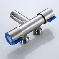 Robinet de salle de bain à double commande en acier inoxydable et double poignée Robinet d'eau froide pour toilettes et hôtels avec valve triangulaire