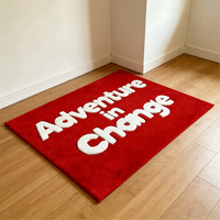 Alfombra de Lana con Forma Rectangular Irregular, Alfombra Decorativa Personalizada con Texto 3D, Alfombra Tufted a Mano para Uso Diario en Interiores