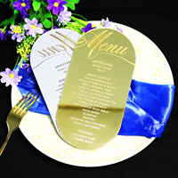 Invitation de fête d'anniversaire en acrylique miroir doré de forme ovale de luxe Invitations de mariage gravées sur mesure Cartes de menu