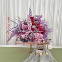 Hochzeitsdekoration Lila 50cm 60cm 70cm 80cm Große Rosen-Blumenarrangements Silber- und Lila-Farbene Blumenkugeln