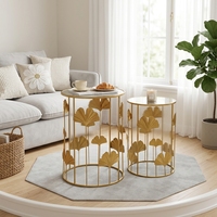 Ensemble de 2 tables basses en métal doré, décoratives, en fer, écologiques, style américain, mobilier moderne pour la maison, salon, vente en gros